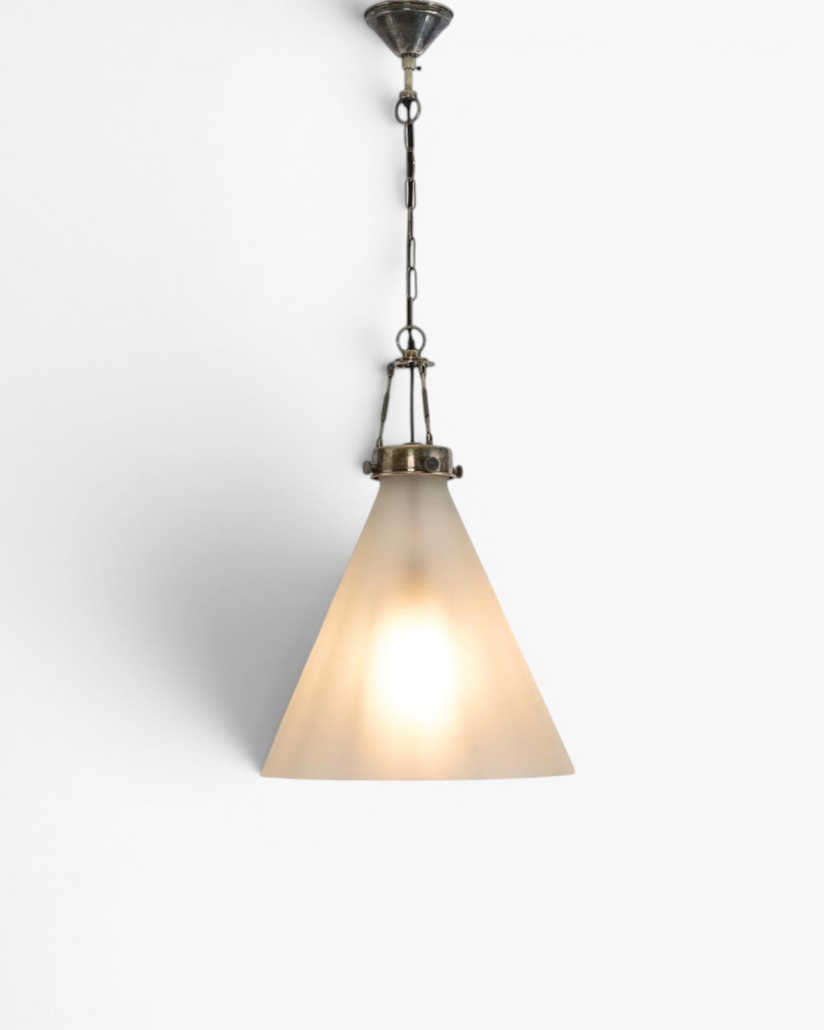 Gadsden Ceiling Pendant Large Silver with Frosted Glass
