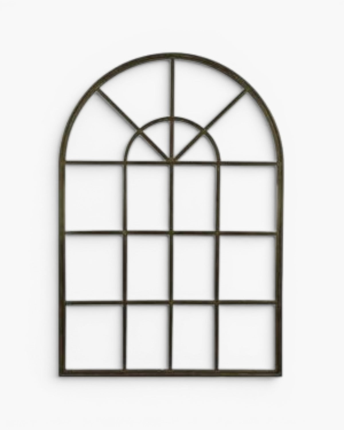 Iron Arch Mirror With Panes Antique Black