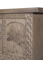 Islander 7 Door Sideboard in Mud Grey, carving detail