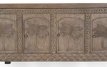 Islander 7 Door Sideboard in Mud Grey, carved door detail