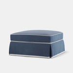 Noosa Hamptons Ottoman Navy W/White Piping