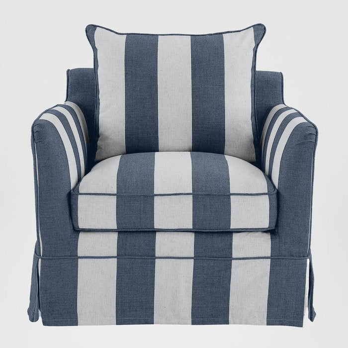 Noosa Hamptons Armchair Denim/Cream Stripe