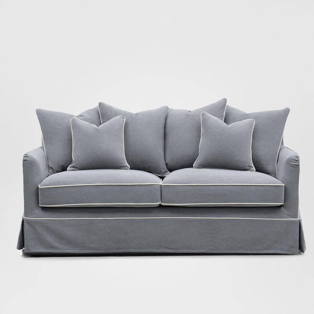 Noosa Hamptons 2.5 Seat Sofa Grey W/White Piping