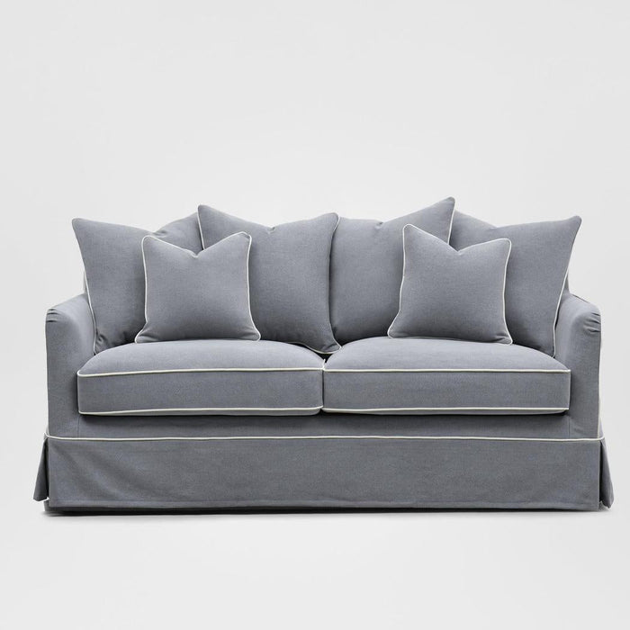 Noosa Hamptons 2.5 Seat Sofa Grey W/White Piping