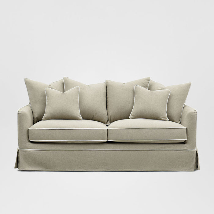 Noosa Hamptons 2.5 Seat Sofa Natural W/White Piping