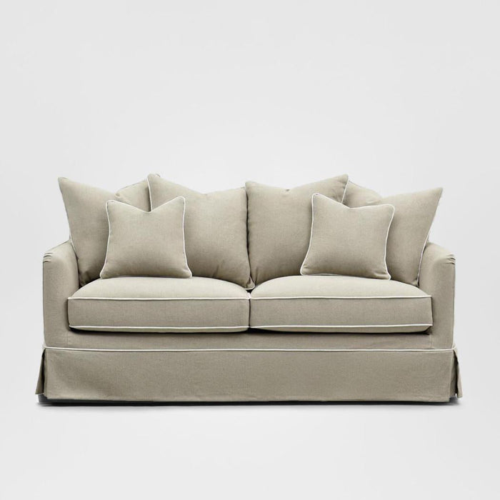 Noosa Hamptons 2 Seat Sofa Natural W/White Piping
