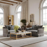 Noosa Hamptons 1.5 Seat Sofa Bed Grey W/White Piping
