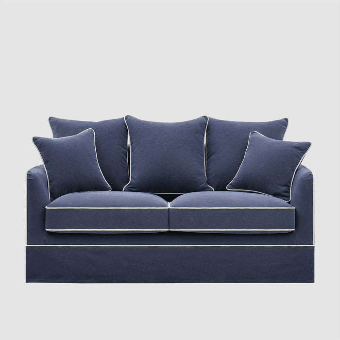 Noosa Hamptons 2 Seat Sofa Bed Noosa Navy W/White Piping
