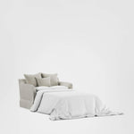 Noosa Hamptons 1.5 Seat Sofa Bed Natural W/White Piping