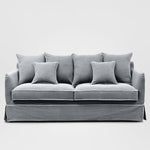 Noosa Hamptons 3 Seat Sofa Grey W/White Piping