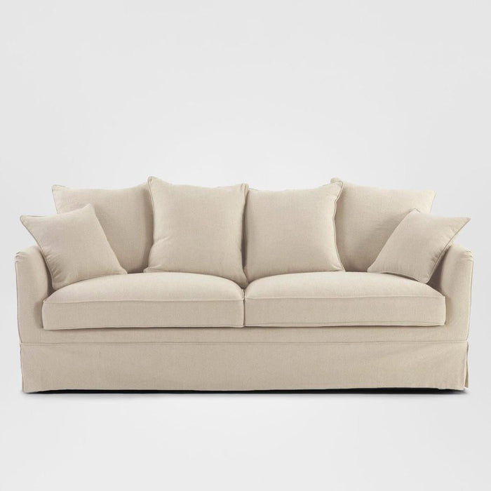 Noosa Hamptons 3 Seat Sofa Beige Linen Blend