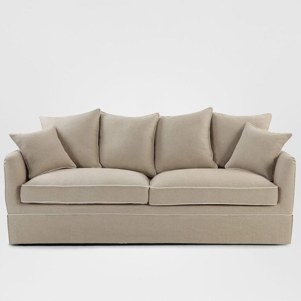 Noosa Hamptons 3 Seat Sofa Natural W/Natural Piping