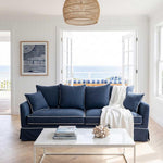 Noosa Hamptons 3 Seat Sofa Navy W/White Piping