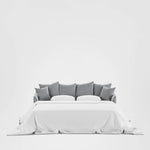 Noosa Hamptons 3 Seat Queen Sofa Bed Grey W/White Piping