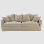 Noosa Hamptons 3 Seat Queen Sofa Bed Natural W/White Piping