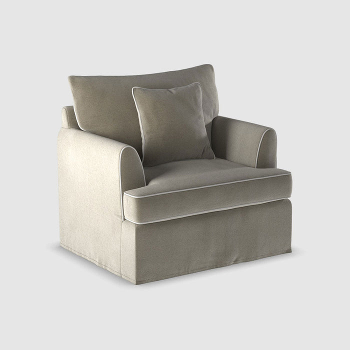 Byron Hamptons Armchair Natural W/White Piping