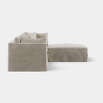 Marbella Modular 4 Seater Sofa Reversible Ottoman Chaise Natural W/White Piping