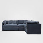 Marbella Modular Sofa Navy W/White Piping - Right Facing