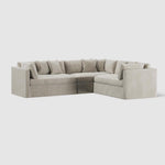 Marbella Modular Sofa Natural with White Piping - Right Facing
