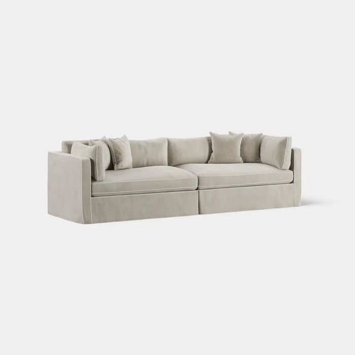 Marbella 4 Seat Sofa Natural with White Piping
