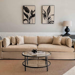 Marbella 4 Seat Sofa Natural with White Piping