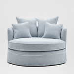 Noosa Hamptons Snuggle Chair Beach with white piping