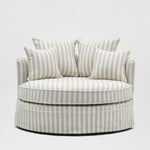 Noosa Hamptons Snuggle Chair Natural Stripe with White piping