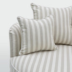 Noosa Hamptons Snuggle Chair Natural Stripe with White piping