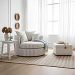 Noosa Hamptons Snuggle Chair Natural Stripe with White piping