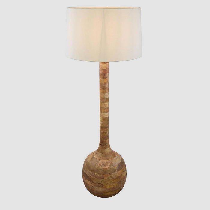 Sitar Turned Wood Floor Lamp Natural