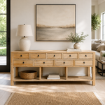 Chinese Antique Reproduction 9-Drawer Hall Table with Shelf 230cm – styled setting