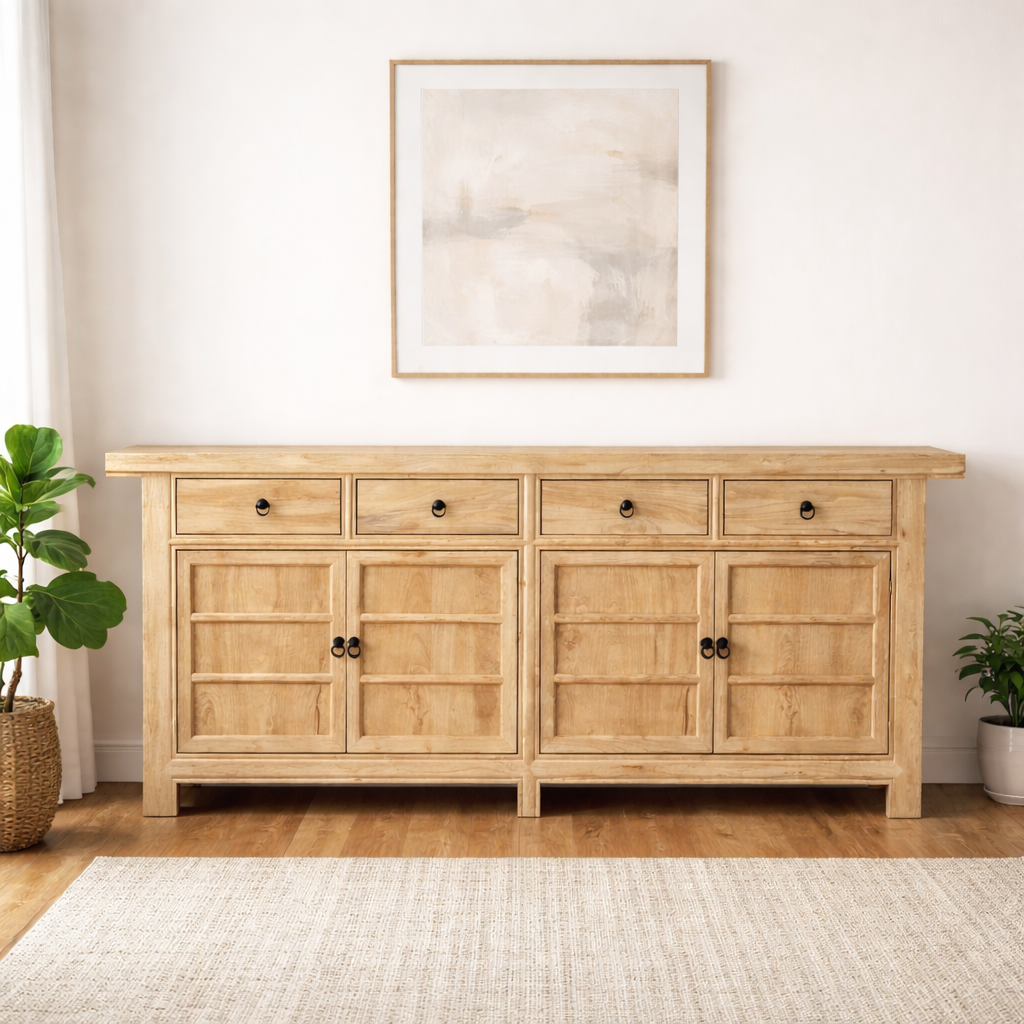 Chinese Antique Reproduction 4-Door 4-Drawer Sideboard 220cm