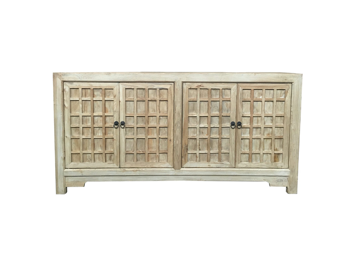 Chinese Antique Reproduction 4 Door Buffet with Lattice Doors