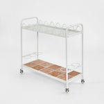 Wira Bar Cart Outdoor White with tiled shelf