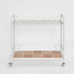 Wira Bar Cart Outdoor White with tiled shelf
