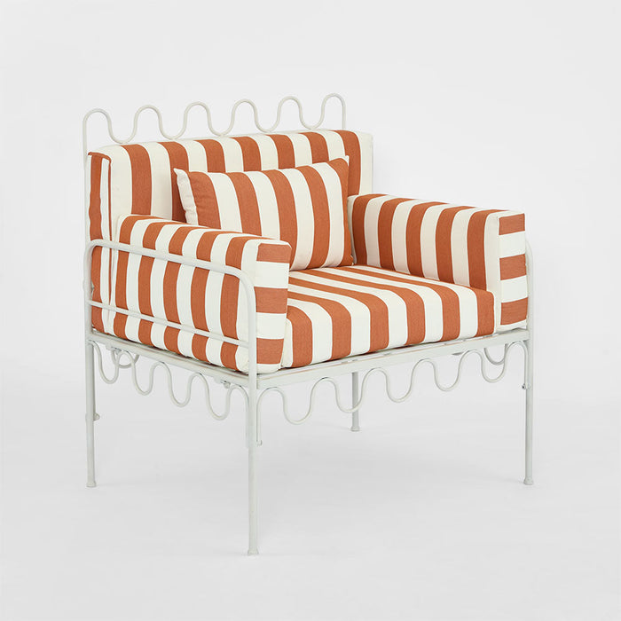 Wira Arm Chair Outdoor Terracotta/White Stripe Cushions