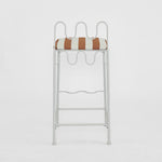 Wira Counter Stool Outdoor Terracotta/White Stripe Cushion