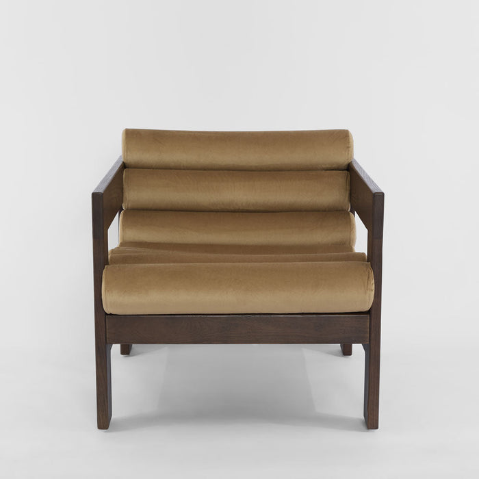 Ava Armchair Taupe & Dark Walnut