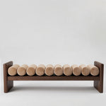 Ava Bench Seat Taupe & Dark Walnut