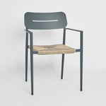 Casper Stackable Dining chair with Arms Black & Natural Weave Outdoor