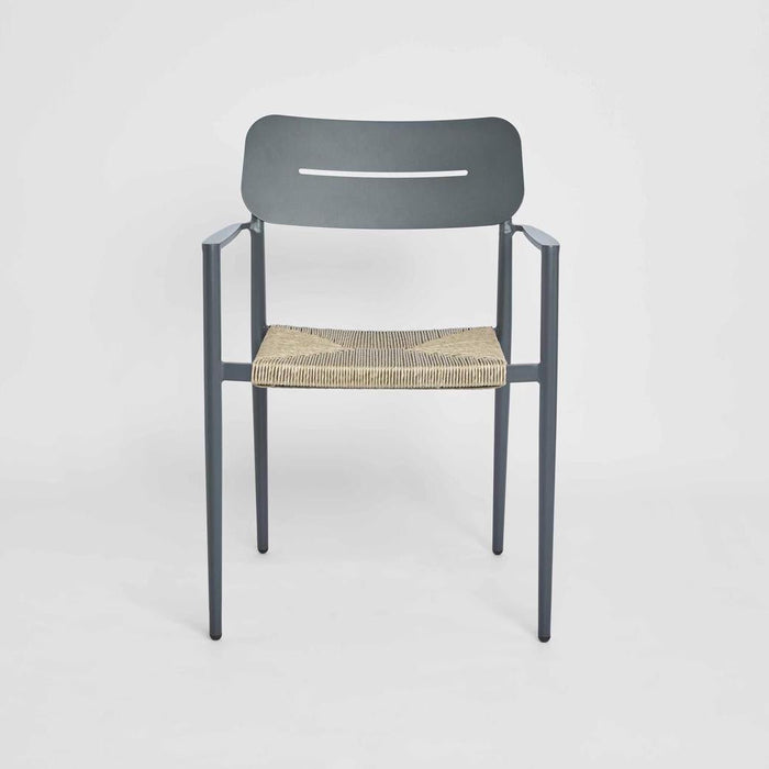 Casper Stackable Dining chair with Arms Black & Natural Weave Outdoor