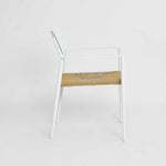 Casper Stackable Dining chair with Arms White & Natural Weave Outdoor
