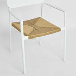 Casper Stackable Dining chair with Arms White & Natural Weave Outdoor