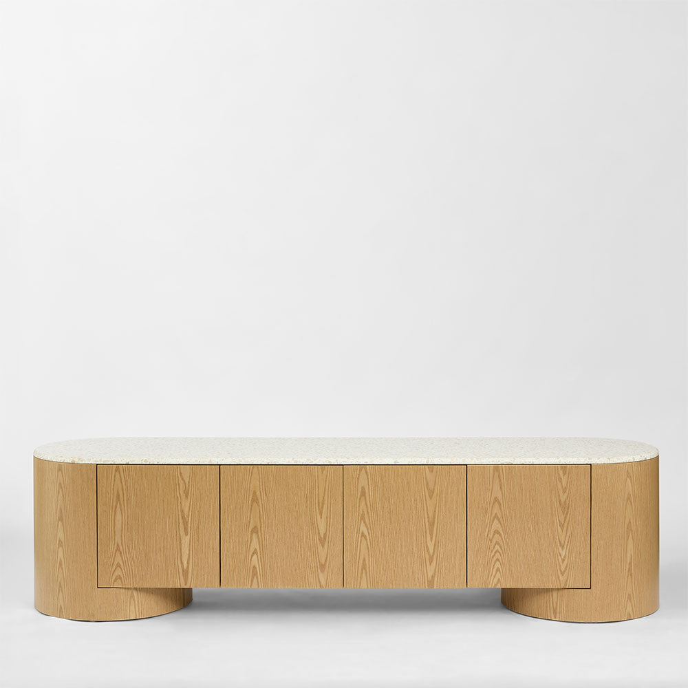 Arlo Entertainment Unit Light Oak & Terrazzo