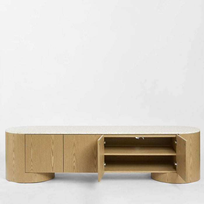 Arlo Entertainment Unit Light Oak & Terrazzo