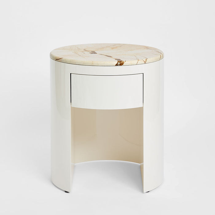 Sable Bedside Matt Brown Vein Marble/High Gloss