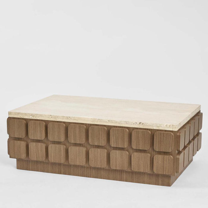 Porto Travertine & Walnut Coffee Table