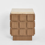 Porto Travertine & Walnut Side Table