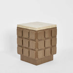 Porto Travertine & Walnut Side Table
