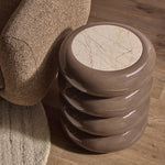 Sable Side Table Matt Brown Vein Marble/High Gloss